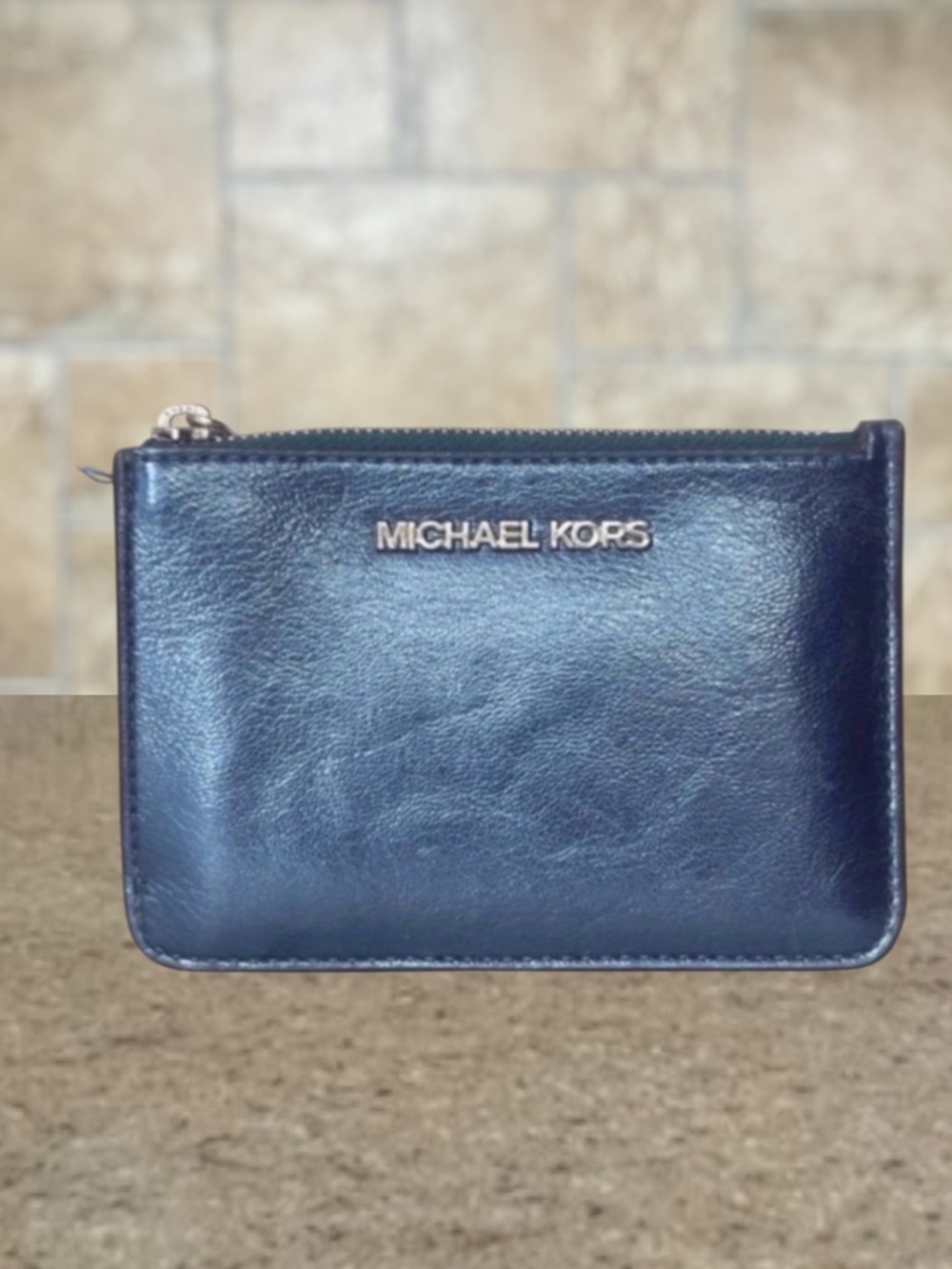 Michael Kors Metallic Blue Card Holder Teal